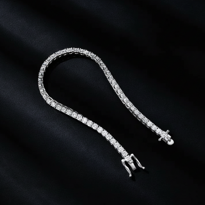 3mm Moissanite Rhodium Plated Tennis Bracelet