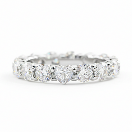 Lovely Heart Cut Moissanite Gold Plated Eternity Ring