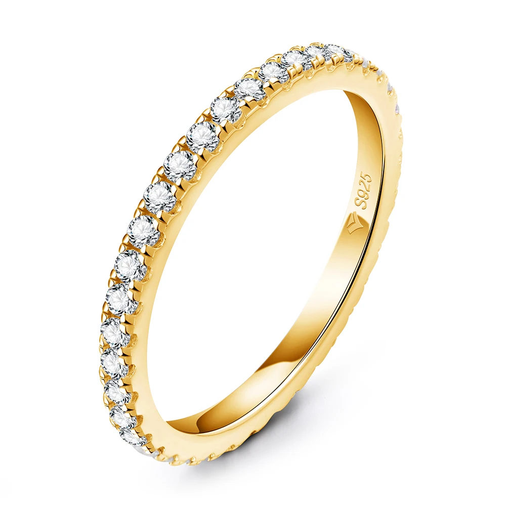 Round Cut Moissanite Gold Plated Full Eternity Ring