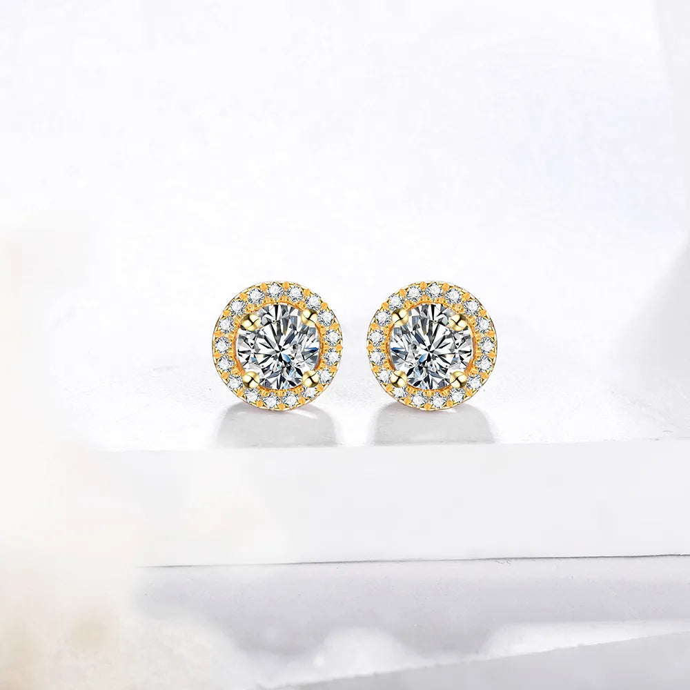 Brinco Cravejado Moissanite Banhado à Ouro 18k - Loratta