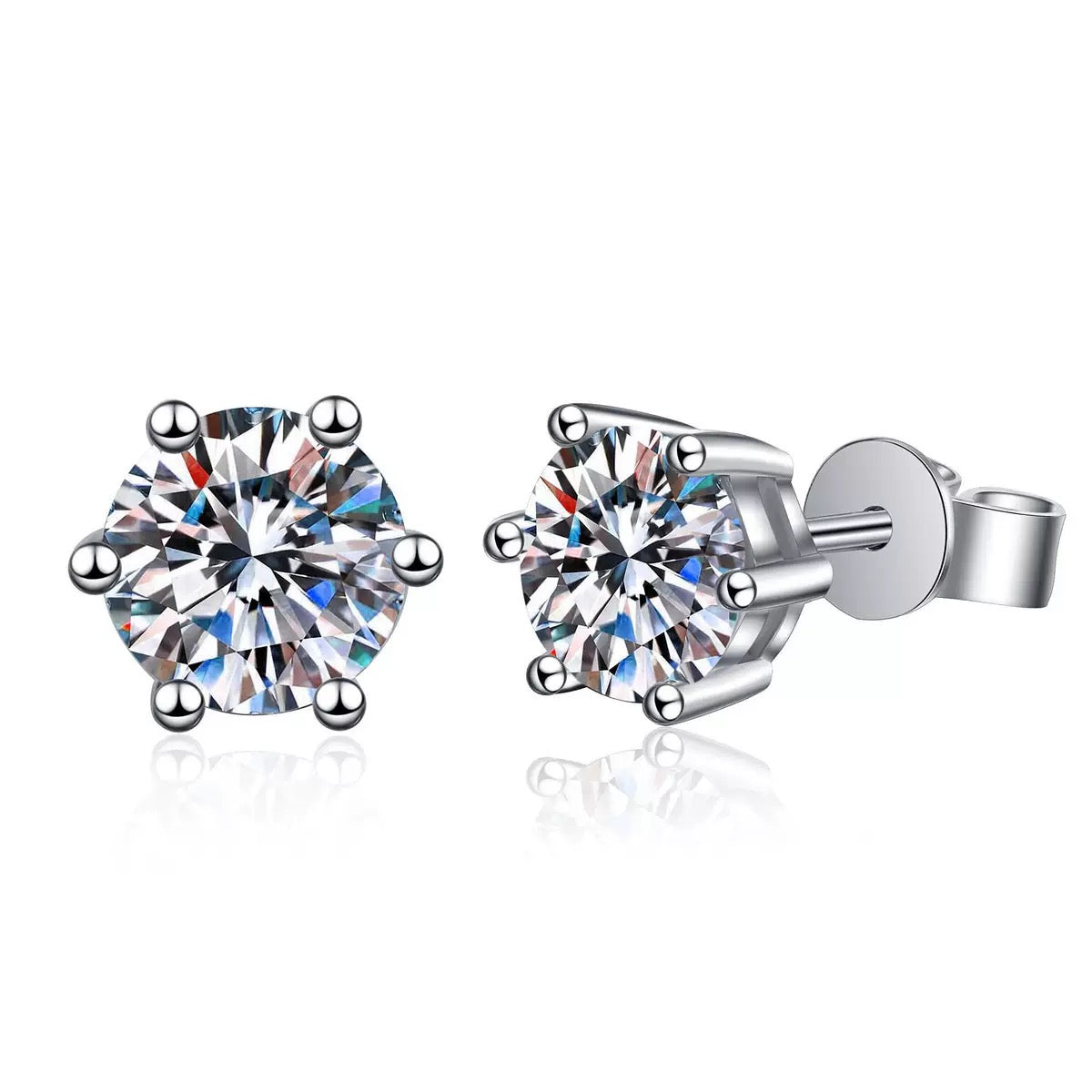 Classic Solitaire 6-Prong Moissanite Gold Plated Earrings