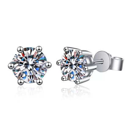 Classic Solitaire 6-Prong Moissanite Gold Plated Earrings