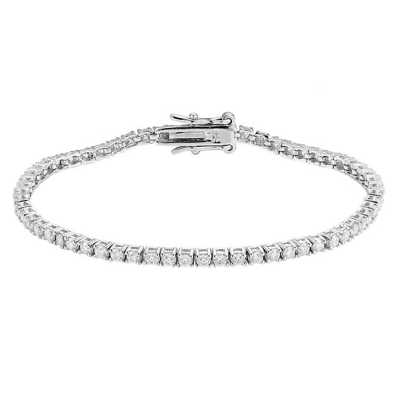 Bracelet Tennis en Moissanite 2mm Plaqué Rhodium
