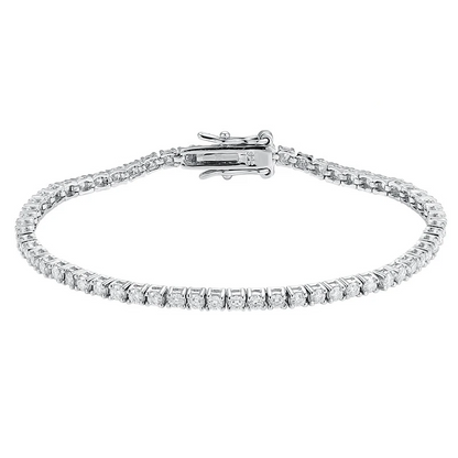 Bracelet Tennis en Moissanite 2mm Plaqué Rhodium