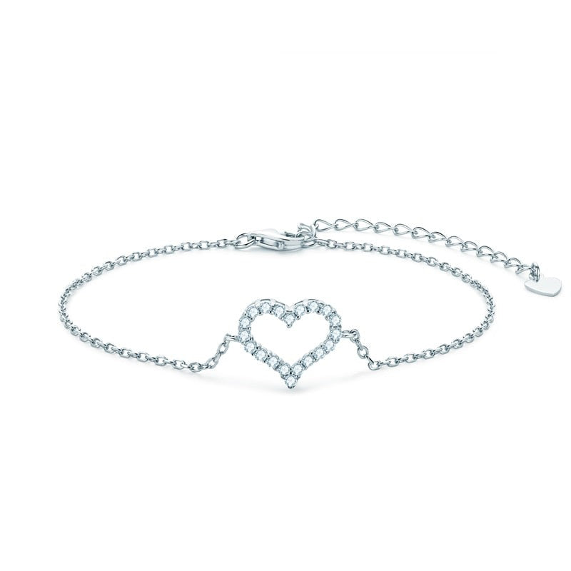 Bracelete Pure Love Moissanites e Prata Folheada à Ouro Branco 14k - Loratta