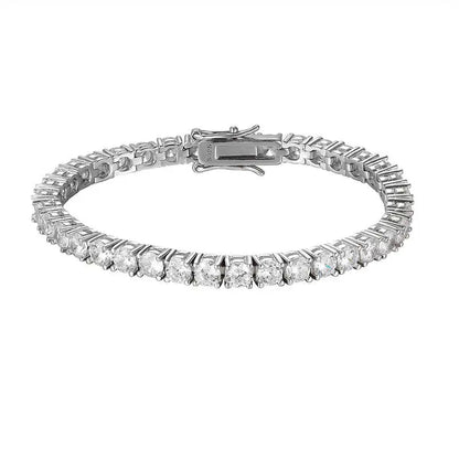 3mm Moissanite Rhodium Plated Tennis Bracelet