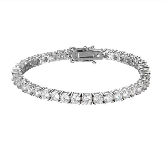 3mm Moissanite Rhodium Plated Tennis Bracelet