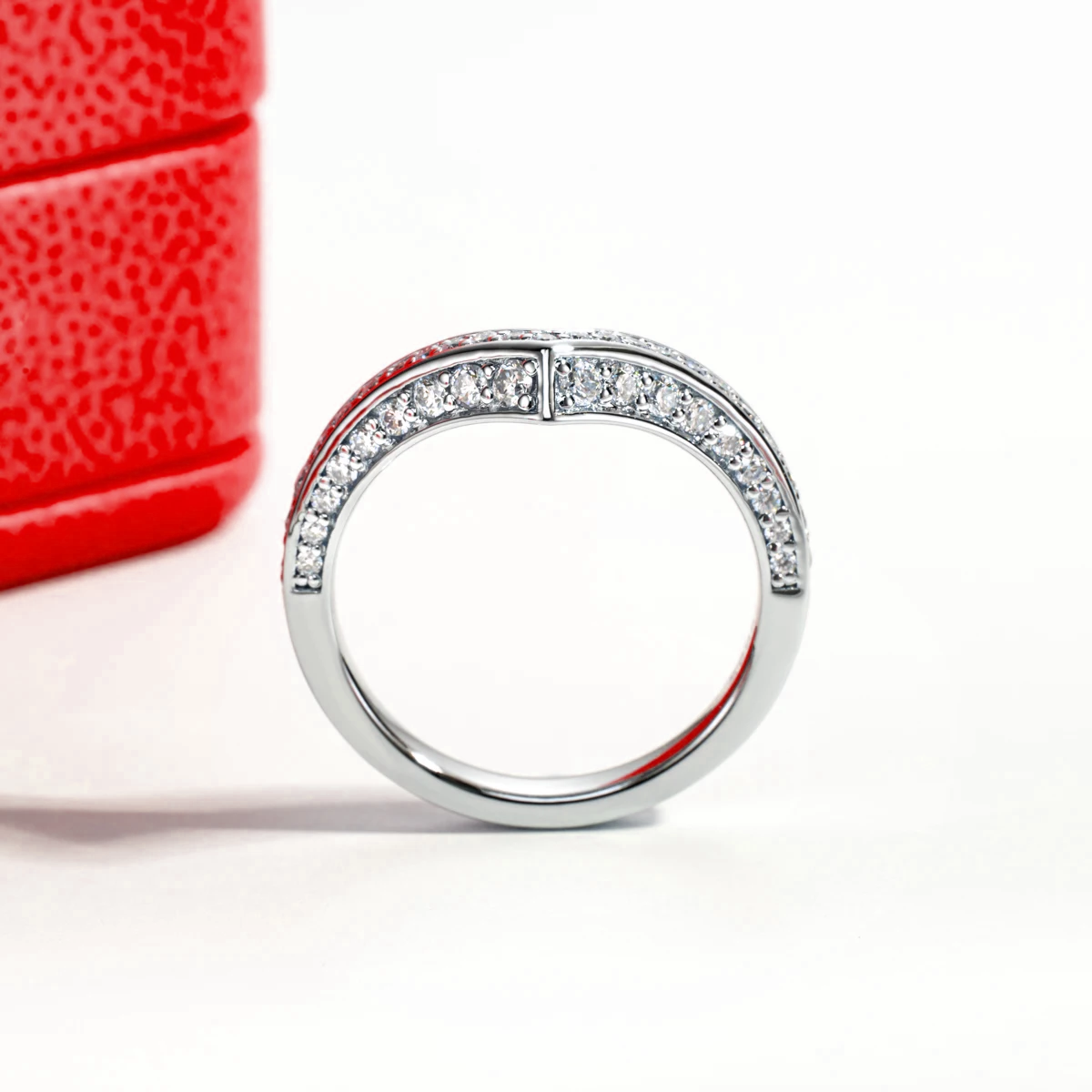 Venus V-Shape Pavé Moissanite Gold Plated Ring