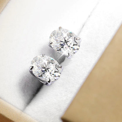 Elegant Oval Moissanite Solitaire Gold Plated Earrings