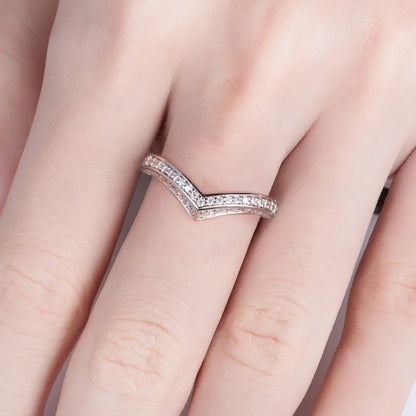 Venus V-Shape Pavé Moissanite Gold Plated Ring