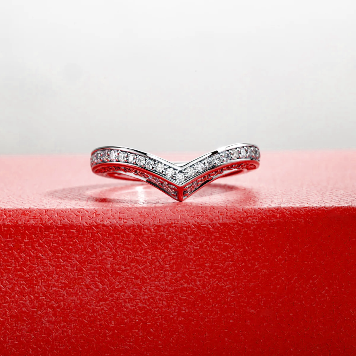 Venus V-Shape Pavé Moissanite Gold Plated Ring