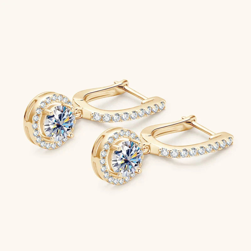 Circular Charm Moissanite Gold Plated Earrings