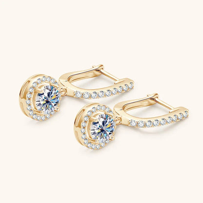 Circular Charm Moissanite Gold Plated Earrings