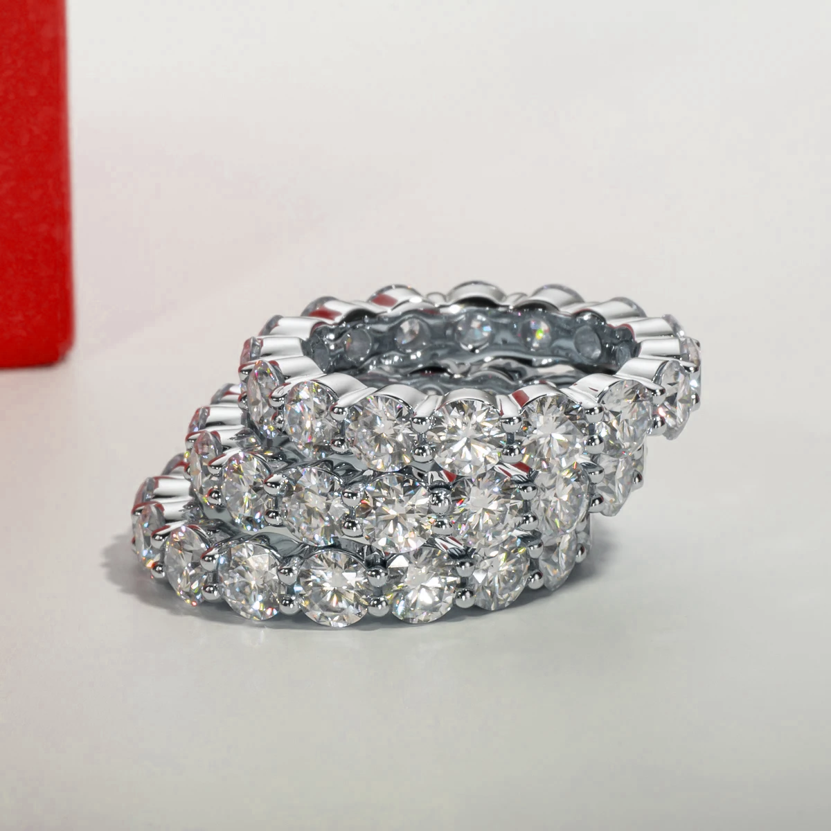 Round Cut Moissanite Gold Plated Full Eternity Ring