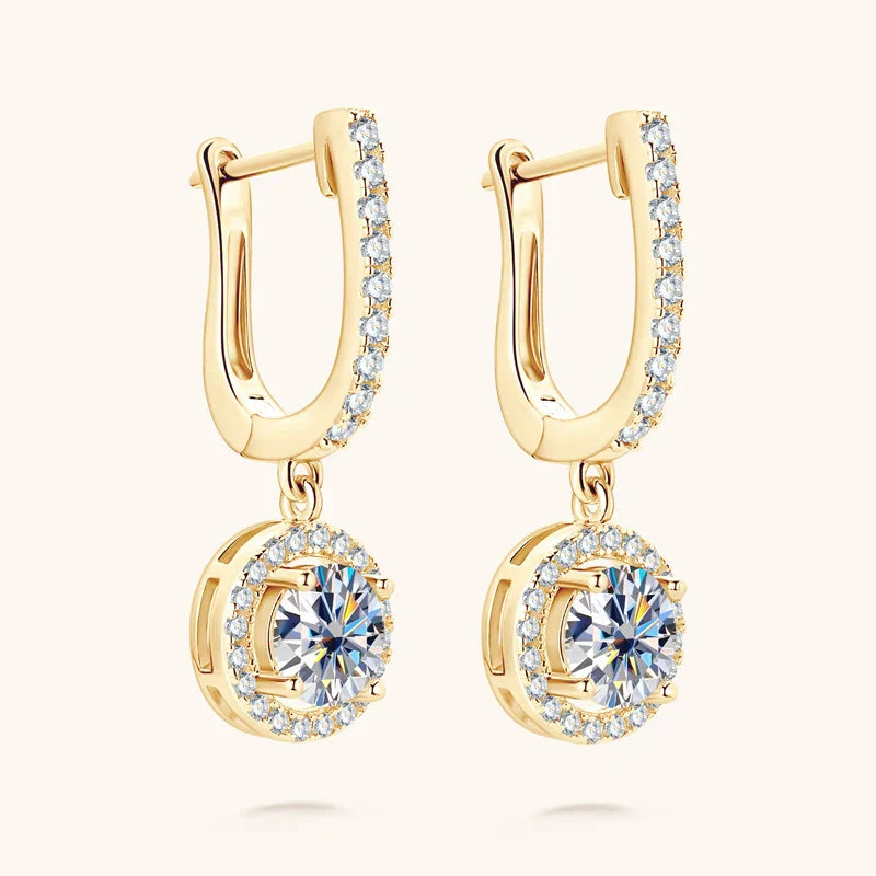Circular Charm Moissanite Gold Plated Earrings