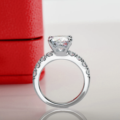 Royal Pavé Band Moissanite Solitaire Gold Plated Ring