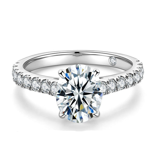 Anel Moissanite Oval Cravejado - Loratta