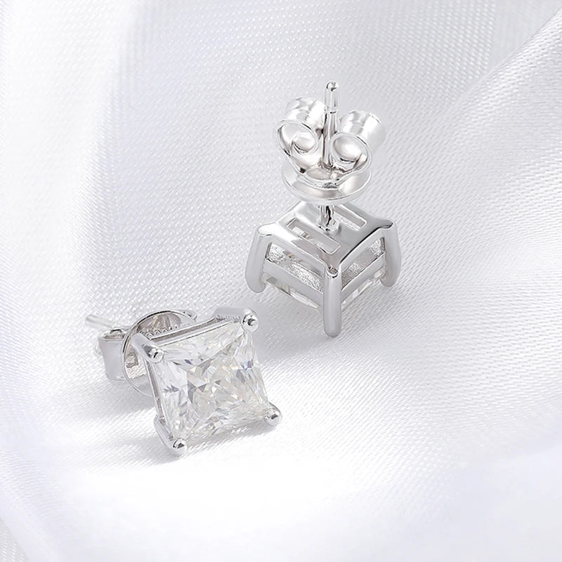 Royal Princess Cut Moissanite Gold Plated Earrings