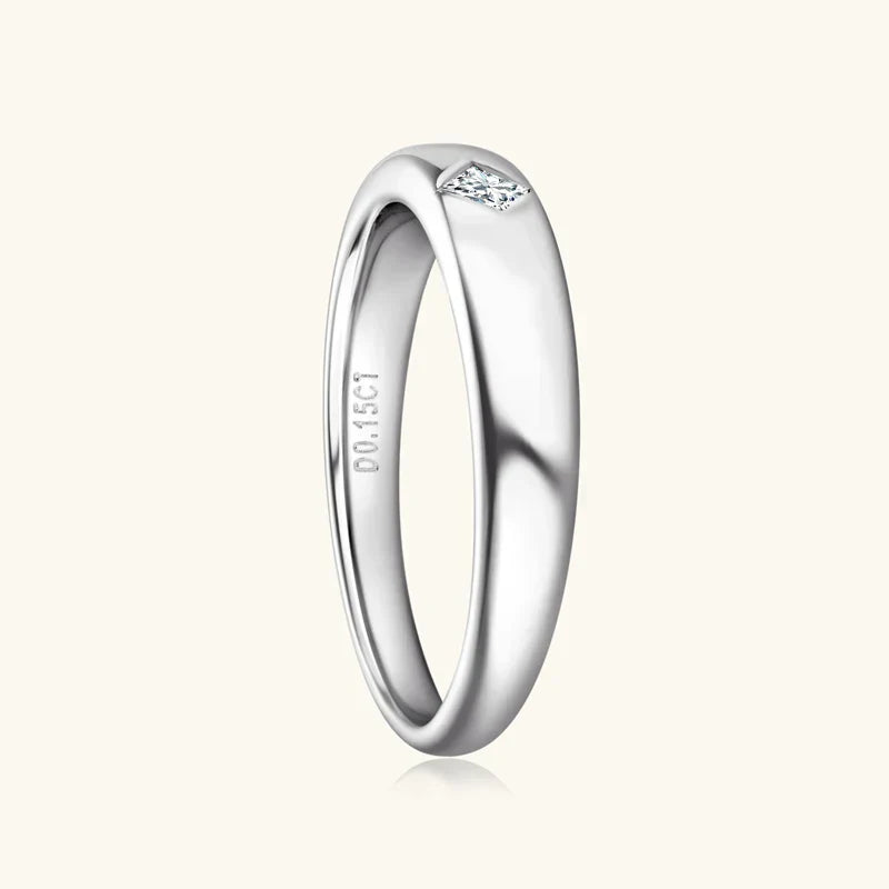 Aliança 15 Pontos Princesa Moissanite Prata Banhada à Ouro 14k - Loratta