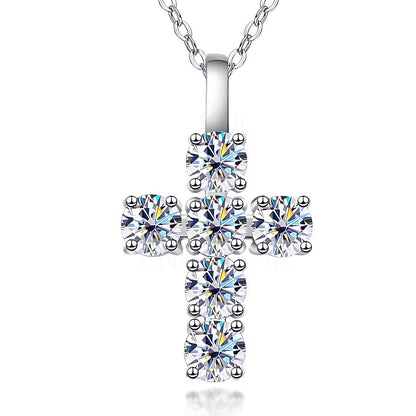 Sacred Cross Moissanite Gold Plated Necklace