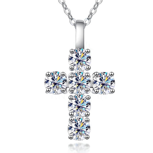 Sacred Cross Moissanite Gold Plated Necklace