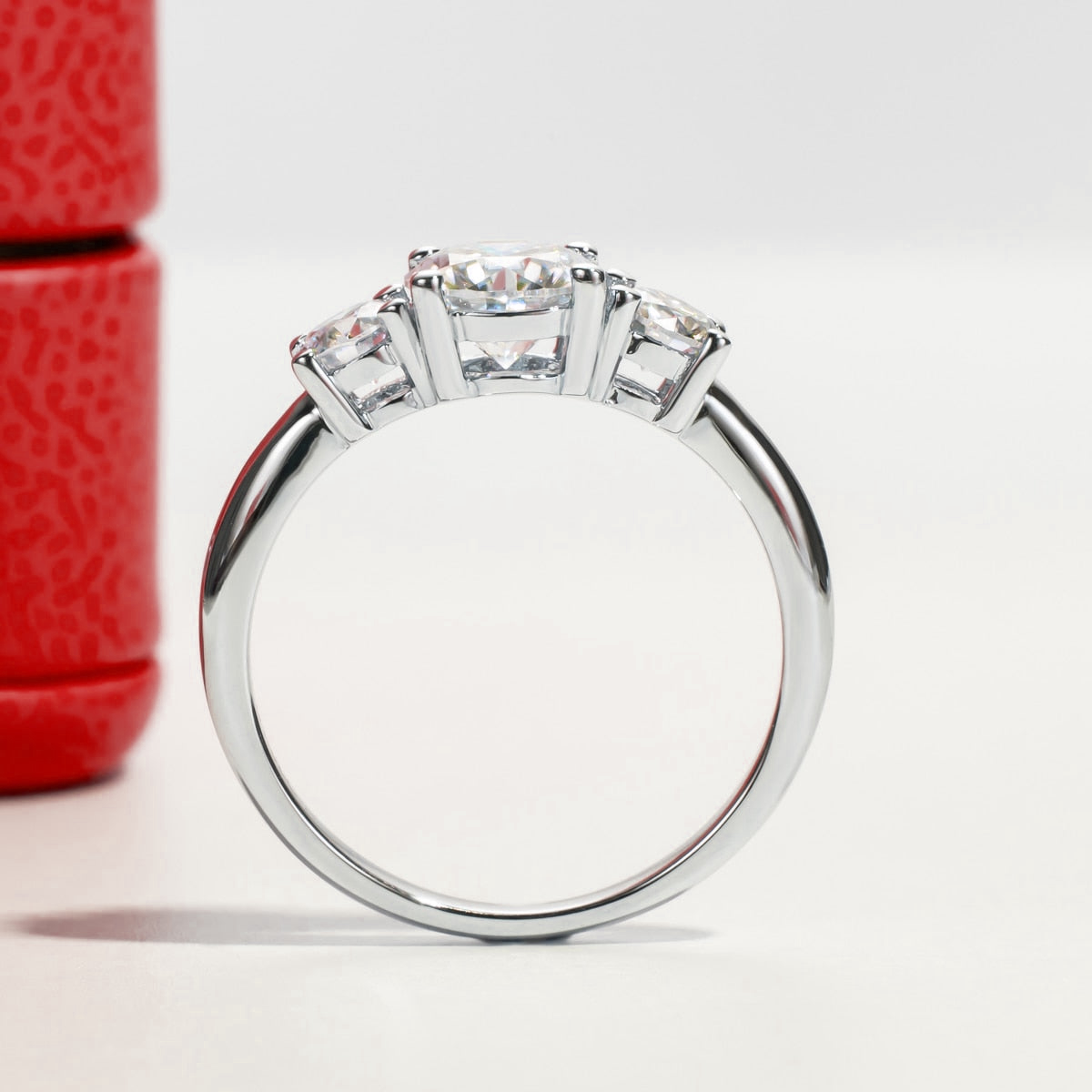 Triple Brilliance Three Stone Moissanite Gold Plated Ring