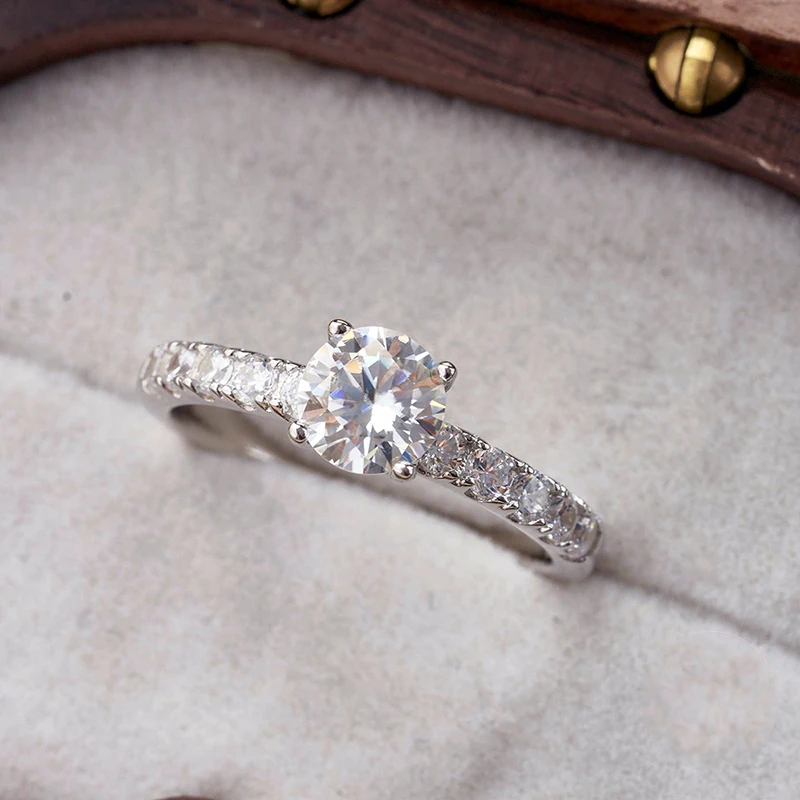 Moissanite Vertex Solitaire Ring 18k Gold Plated