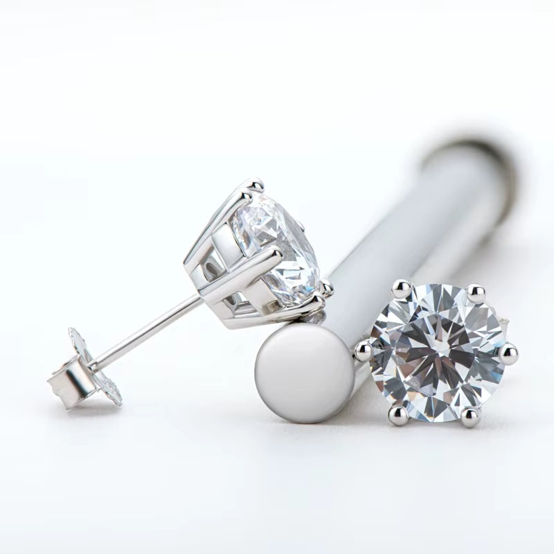 Classic Solitaire 6-Prong Moissanite Gold Plated Earrings