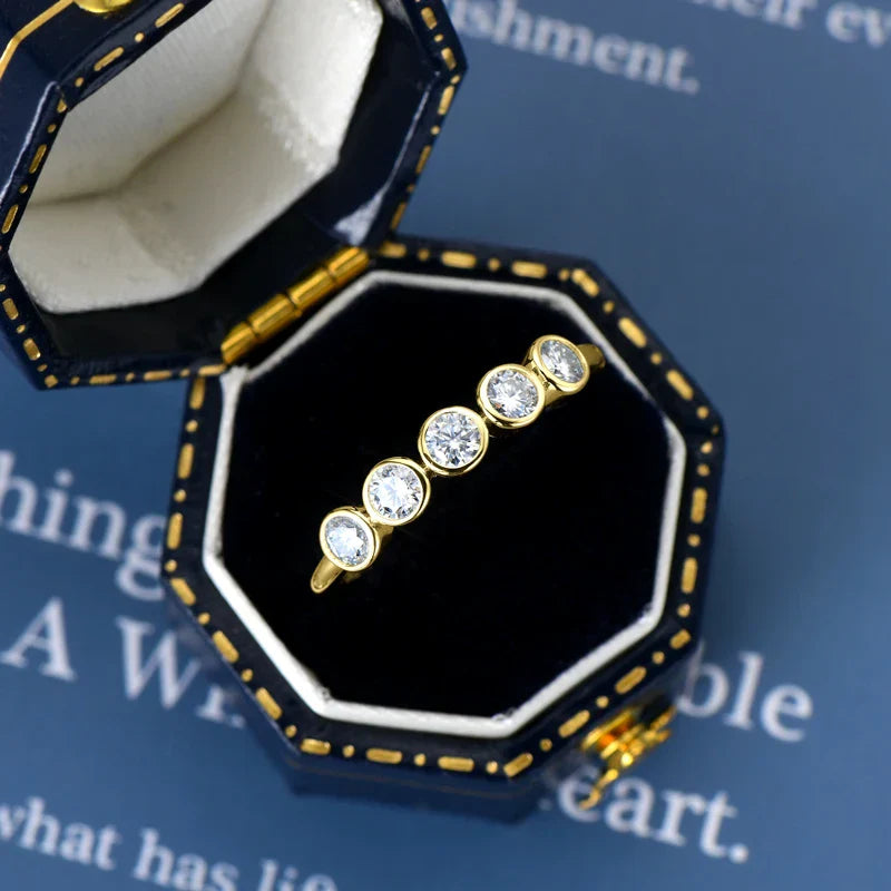 Five Stone Moissanite Gold Plated Half Eternity Ring