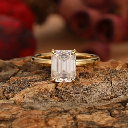 Emerald Moissanite Gold Plated Fine Ring