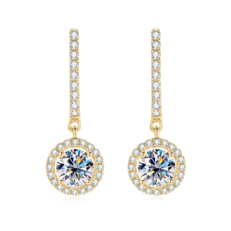 Circular Charm Moissanite Gold Plated Earrings