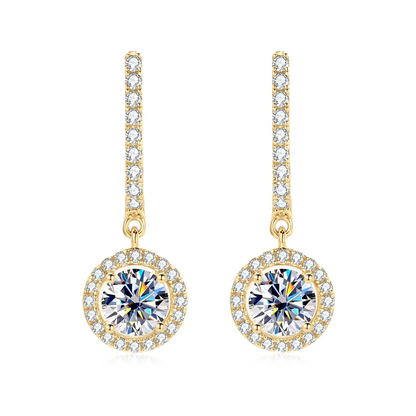 Circular Charm Moissanite Gold Plated Earrings