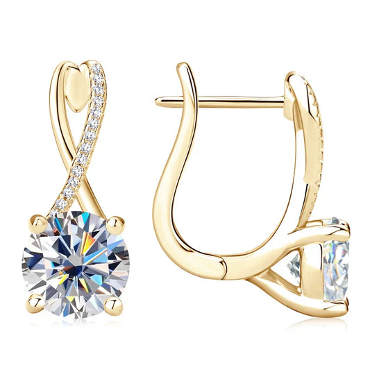 Luxury Infinity Moissanite Gold Plated Earrings