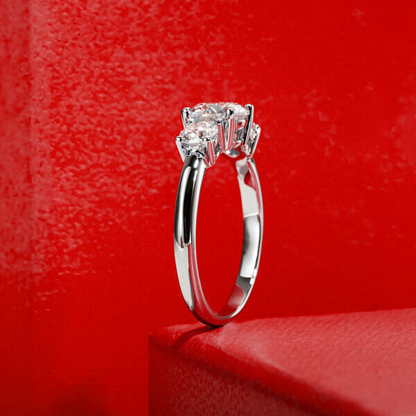 Triple Brilliance Three Stone Moissanite Gold Plated Ring