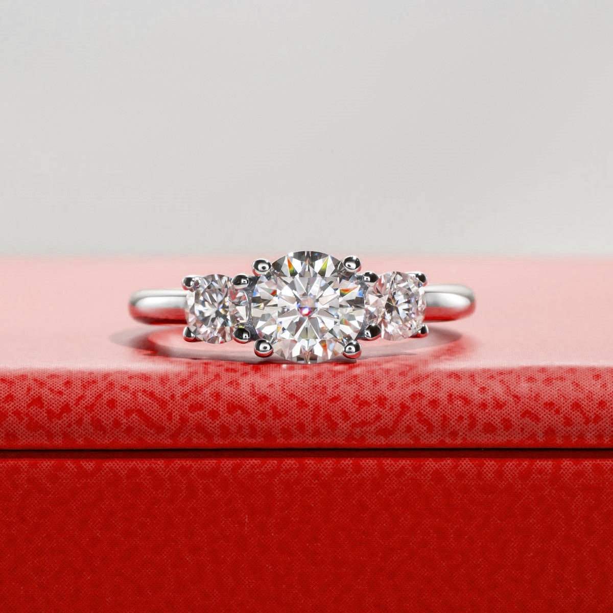 Triple Brilliance Three Stone Moissanite Gold Plated Ring