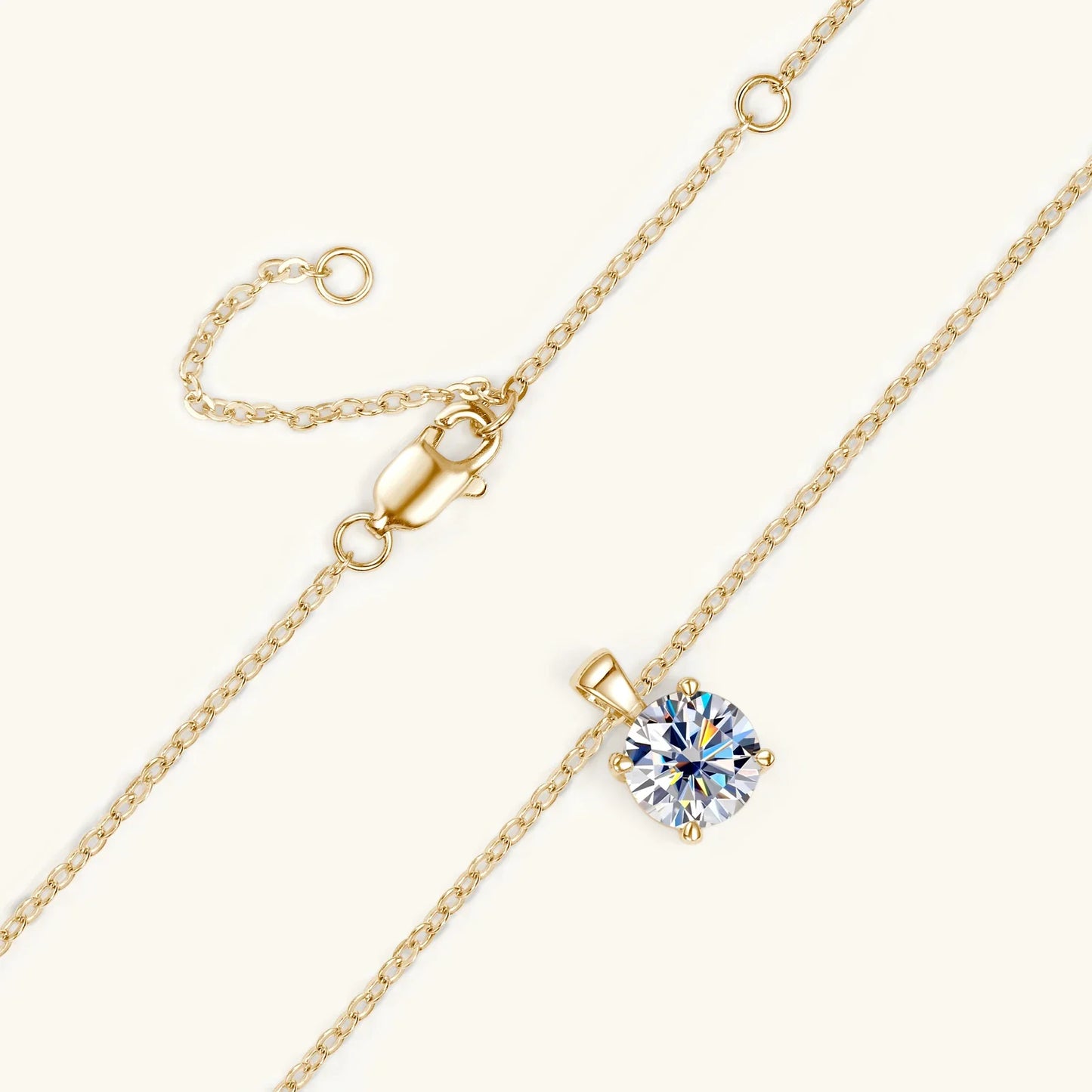 Radiant 4 Claws Moissanite Gold Plated Necklace