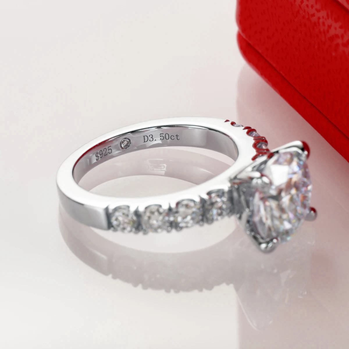 Royal Pavé Band Moissanite Solitaire Gold Plated Ring