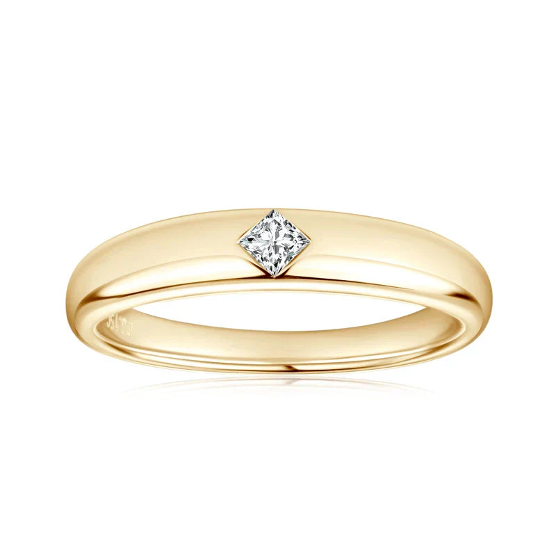 Aliança 15 Pontos Princesa Moissanite Prata Banhada à Ouro 14k - Loratta