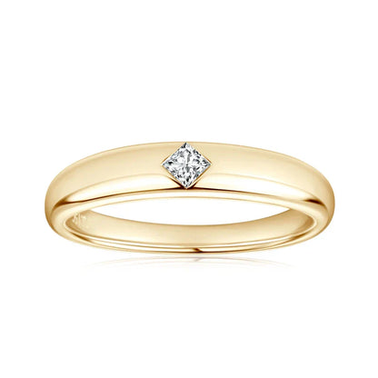 Aliança 15 Pontos Princesa Moissanite Prata Banhada à Ouro 14k - Loratta