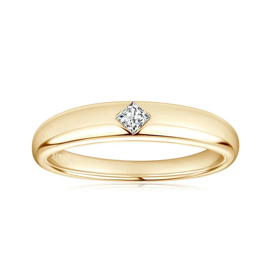 Aliança 15 Pontos Princesa Moissanite Prata Banhada à Ouro 14k - Loratta