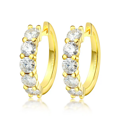 Quintet Moissanite Gold Plated Earrings