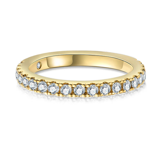 Round Cut Moissanite Gold Plated Half Eternity Ring