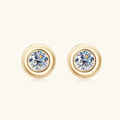 Point Brilliant Moissanite Gold Plated Earrings