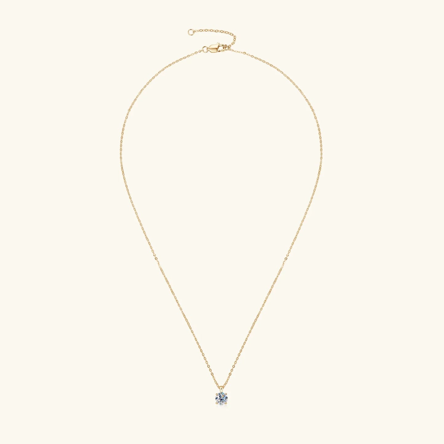 Radiant 4 Claws Moissanite Gold Plated Necklace
