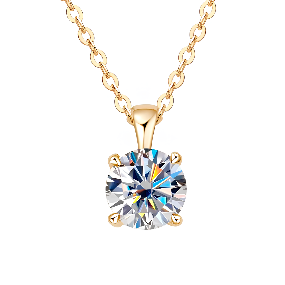 Radiant 4 Claws Moissanite Gold Plated Necklace