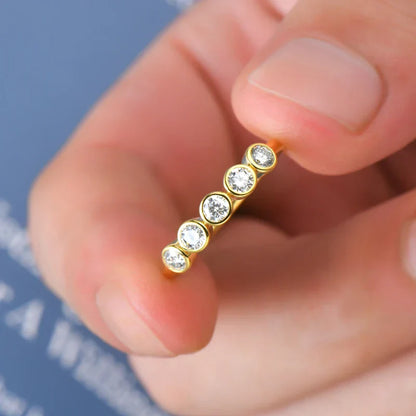 Five Stone Moissanite Gold Plated Half Eternity Ring