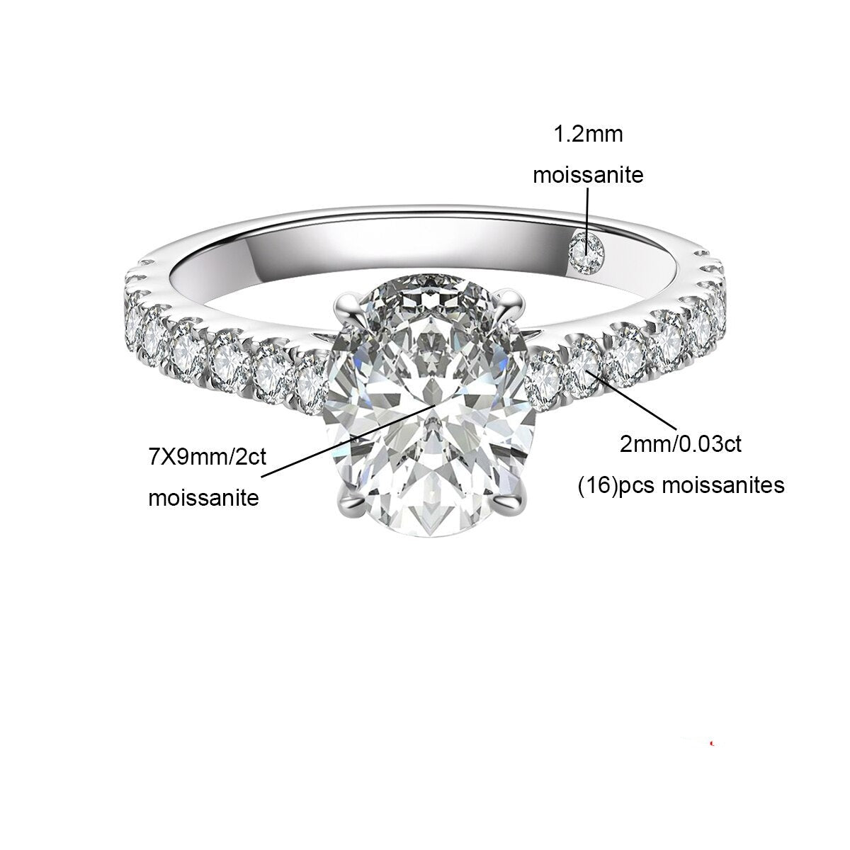 Anel Moissanite Oval Cravejado - Loratta