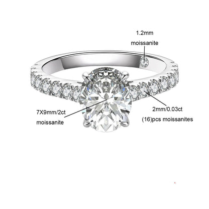 Anel Moissanite Oval Cravejado - Loratta