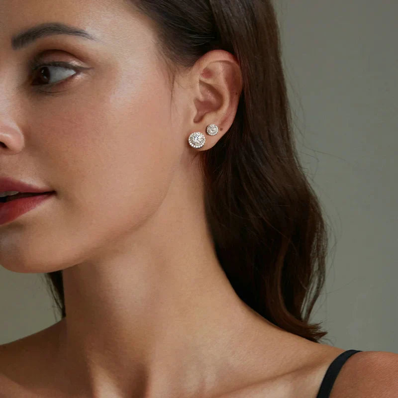 Sphere Moissanite Gold Plated Earrings