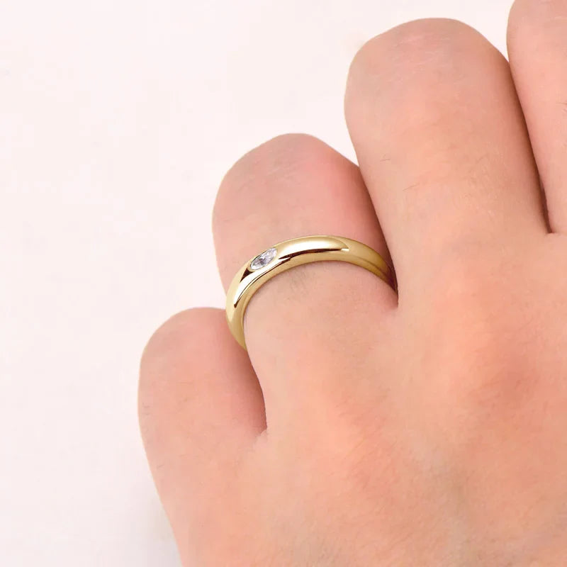 Aliança 10 Pontos Moissanite Prata Banhada à Ouro 14k - Loratta